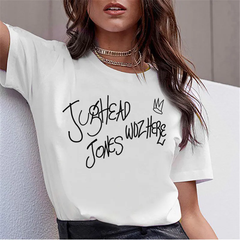 LUSLOS/женская футболка с надписью Graghic riversale, летние футболки с принтом змеи, Pop's CHOCK'LIT SHOPPE, женская футболка, топы с коротким рукавом - Цвет: XWT0011-9