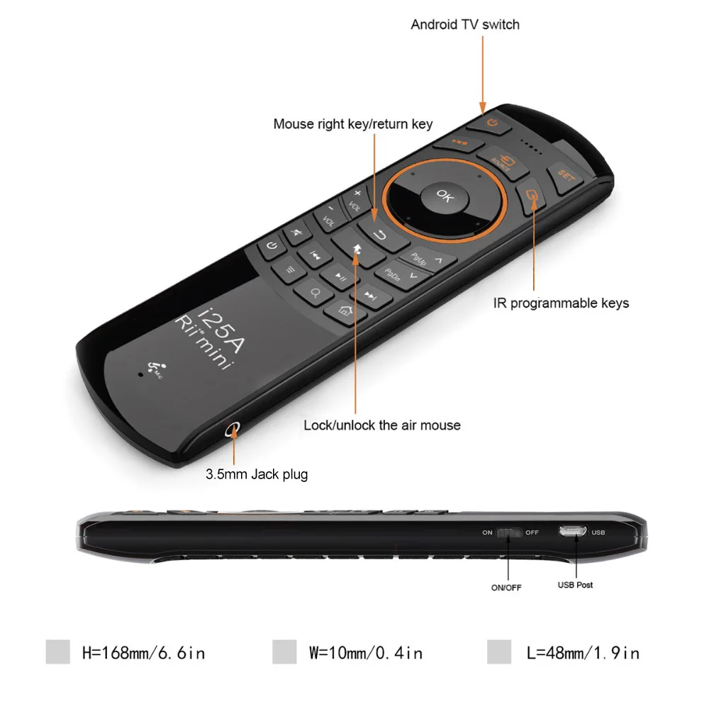 Billige Rii Mini i25A 2,4G Wireless Fly Air mouse Russische Englisch Hebräisch Tastatur Rii i25 Remote Für Android TV Fernbedienung TV BOX