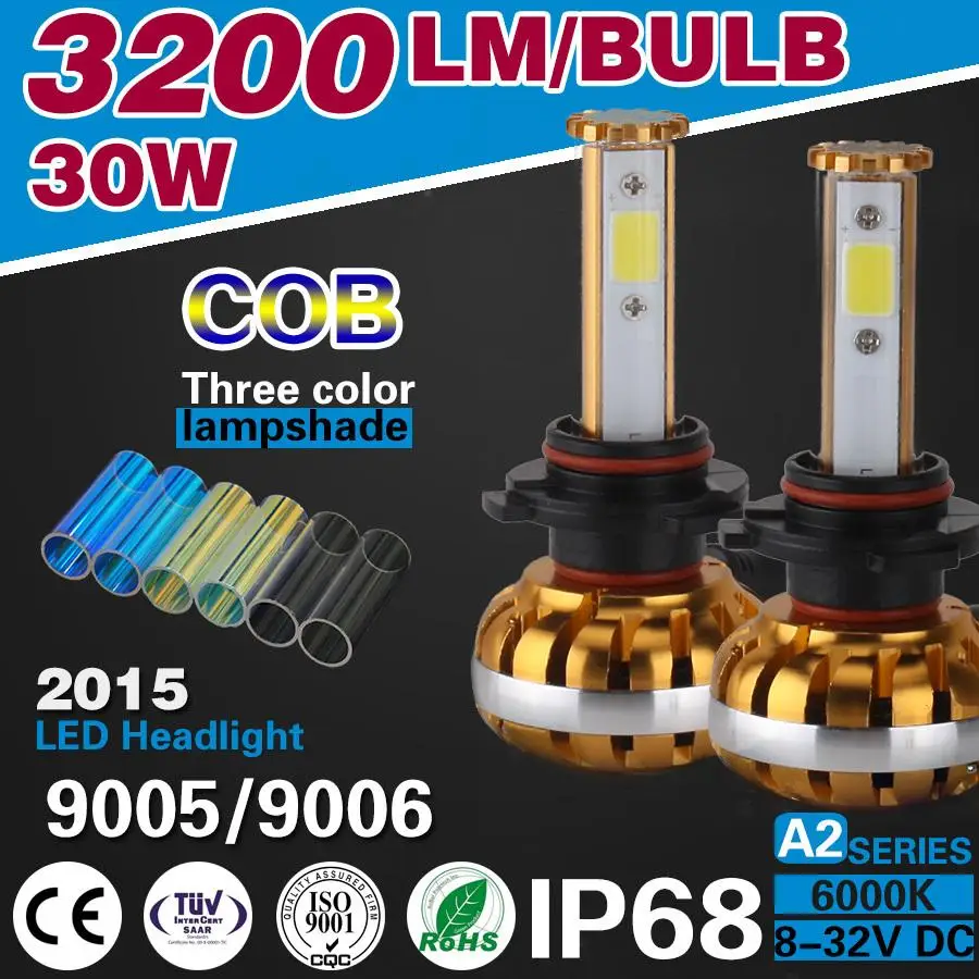 

2015 super bright 2600LM 30W 6000k LED Headlight Kit 9006 HB4 9012 COB chip LED bulbs white light lamp bulbs driving lamps