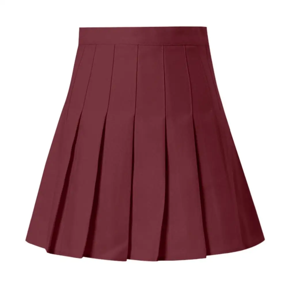 Женская модная плиссированная мини-юбка с высокой талией, безопасные шорты, Тонкая Повседневная Спортивная юбка для бега и тенниса, юбка для гольфа для лета - Цвет: Wine red