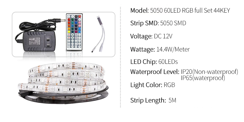 DC 12 В светодиодный светильник Гибкая Диодная лента SMD 5050 2835 RGB 24Key 44Key дистанционный водонепроницаемый светильник ing 1 м 2 м 3M 4M 5 м