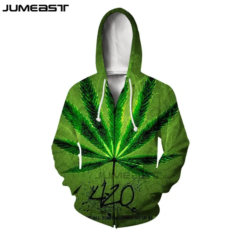 

Jumeast Brand Men/Women 3D Printed Cigarette Leaf Short Sleeve Casual Sweatshirt Hip hop Top Harajuku Zipper Pullover