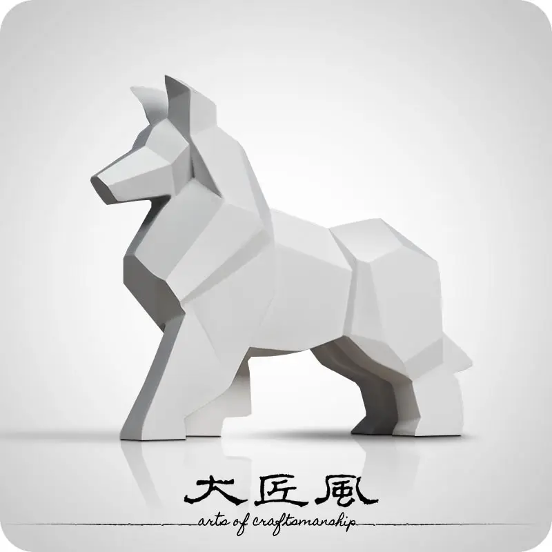 

A big wind geometry designer creative sculpture ornaments 3 color 6 limited edition collection of collie puppy