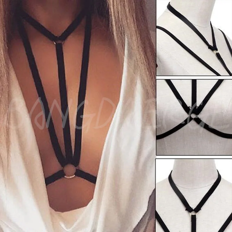 

Women Sexy Fetish Accent Bra Harajuku Elastic Harness Cage Bra Sexy Underwear Polyester Gothic Bondage Harness Lingerie Belt