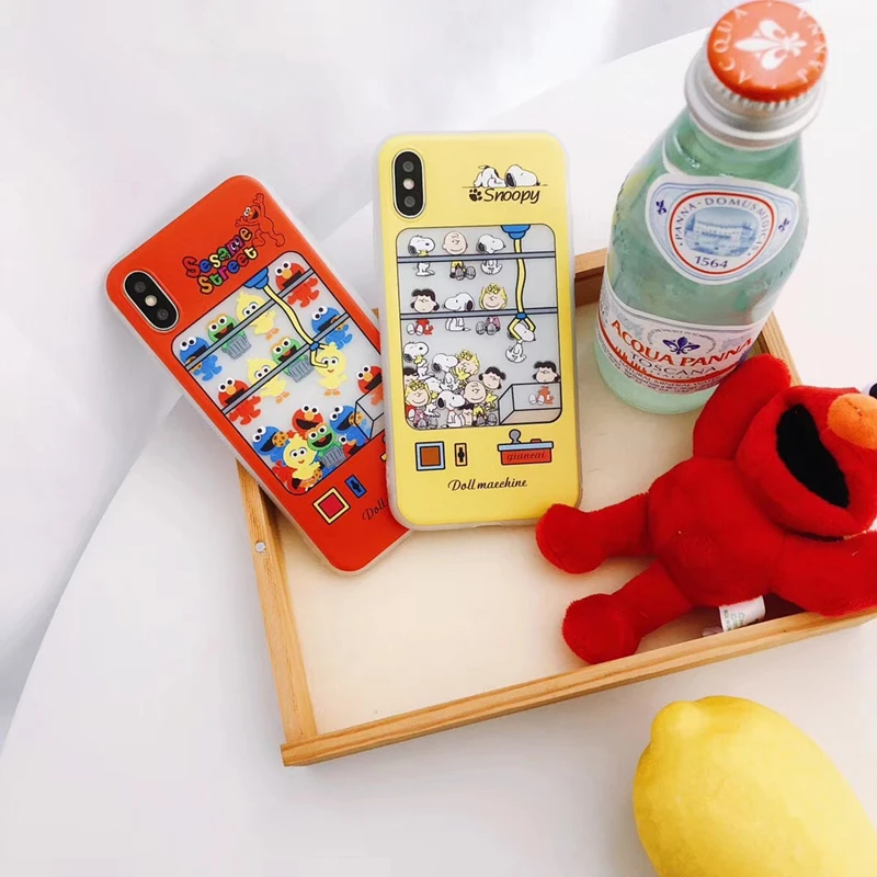 Cute Anime Sesame Street Cookie Elmo Doll Machine Cartoon Animal Dog soft phone case for iphone 6 6s 7 8 plus 7plus X cover