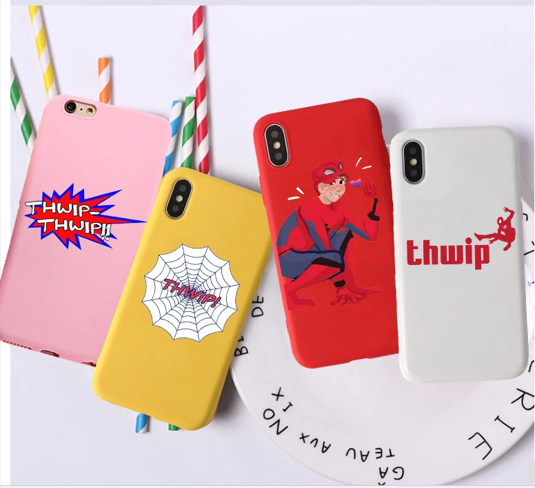 Marvel Batman Superman Spiderman Candy Color TPU Case phone For iphoneX 7 8 XS XR XSMAX Pink Red Yellow purple White Cover |