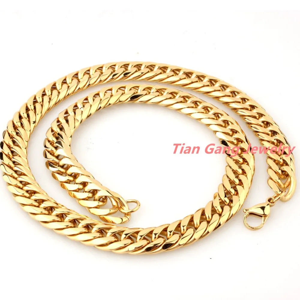Top Grade 24" Long Huge Heavy 316L Stainless Steel Gold Cuban Link