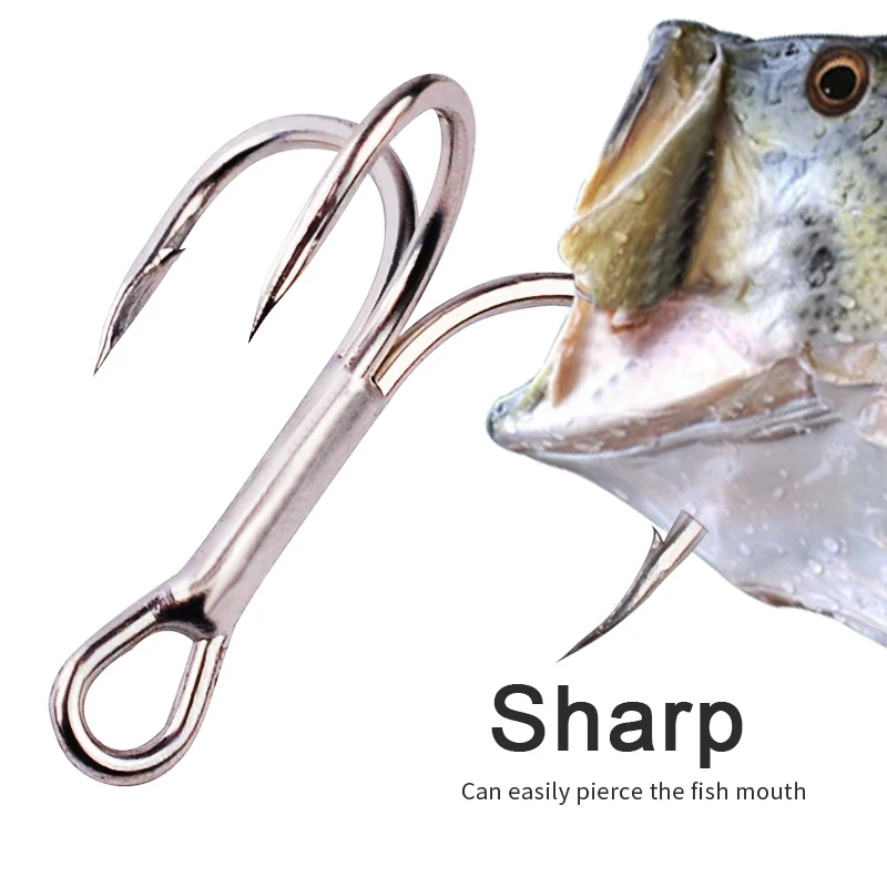 High Carbon Steel Fishhooks Super Sharp solid Triple Hooks Barbed fishing Hook 4/6/8# 10pcs Treble Hooks