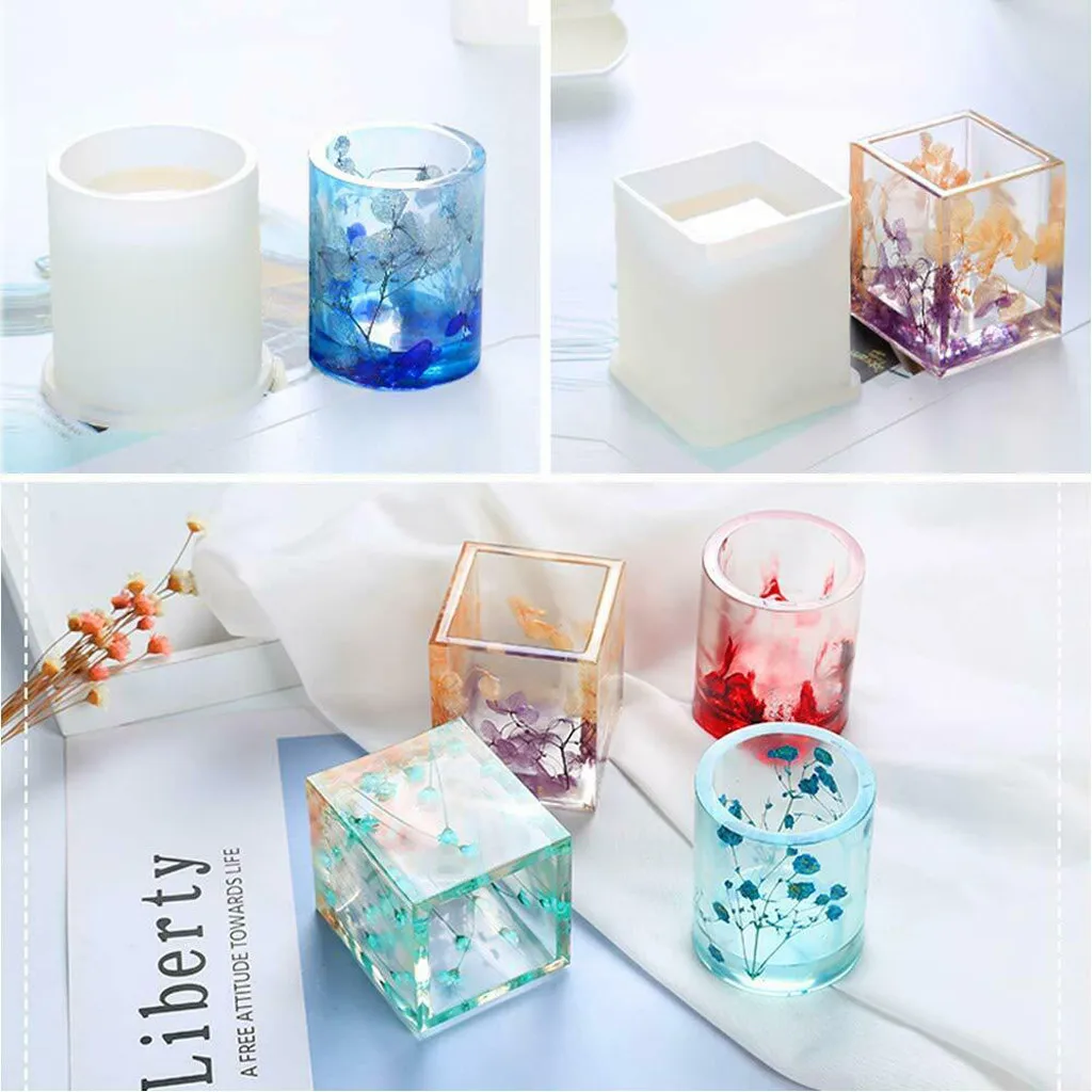 Silicone Brush Pot Mold Mould For Epoxy Resin DIY Dried Flower Crystal Craft