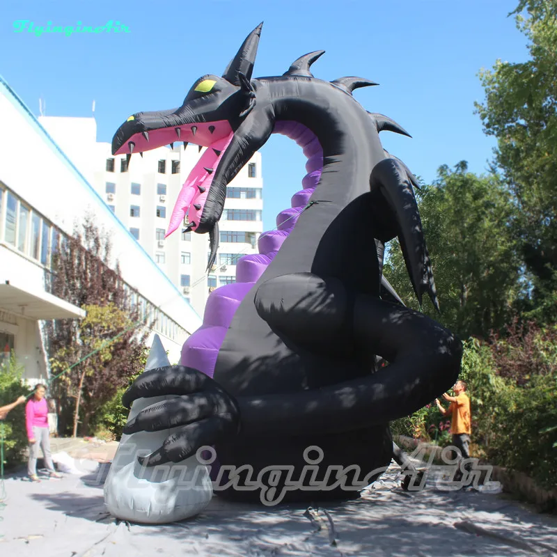 Подгонянный большой надувной дракон 6 м высота черный Птерозавр выцветший Smaug дракон для Хэллоуина события и открытый шоу