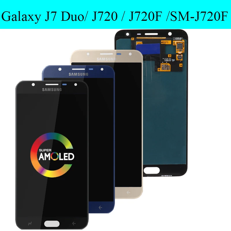 SUPER AMOLED 5,5 ''lcd для SAMSUNG Galaxy J7 Duo J720 J720F AMOLED lcd дисплей кодирующий преобразователь сенсорного экрана в сборе регулируемый