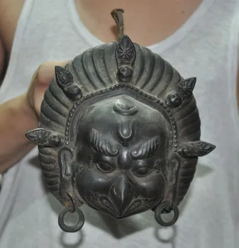 

wedding decoration 6"Tibet Buddhism bronze Redpoll Winged Garuda Bird Eagle face mask Buddha statue