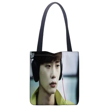 

Custom Lee Jong Suk printing shoulder bag canvas tote bag shopping travel book handbag custom logo