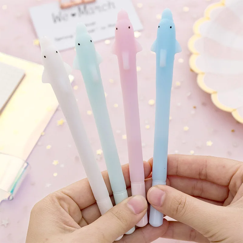 

(4 pieces/lot) Dolphin Lovers Soft Gel Pen Cartoon Creative Simple Cute Silicone Pen Black Ink Pen