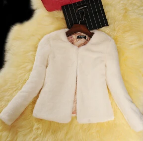 Горячая Распродажа, зимнее пальто, однотонное, тонкое, кожа, трава, короткий параграф, женский мех кролика, большой размер, плюшевое пальто, установка - Цвет: Бежевый