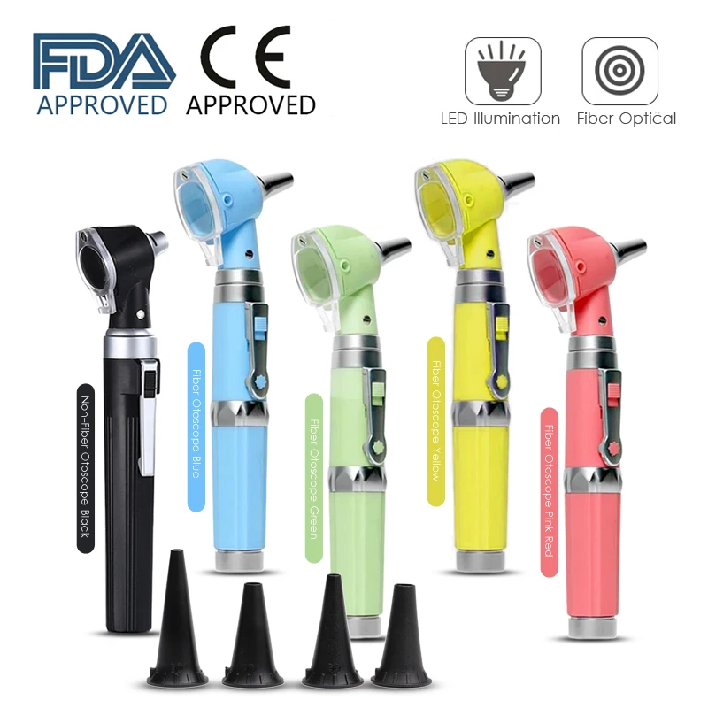 

CE Fiber Optical Colorful LED Professional Otoscopio Diagnostic Kit Medical Ear Care Ear Endoscope LED Portable Direct Otoscope