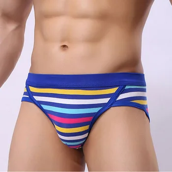 

NIBESSER 1PC Striped Underwear Men Briefs Fabrics Tide Men Panties Breathble U Convex Pouch Briefs Comfortable Underpants
