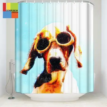 

Dog anmial Printing Shower Curtain For Bathroom Waterproof Polyester shower curtain pattern With Hooks cortina de ducha