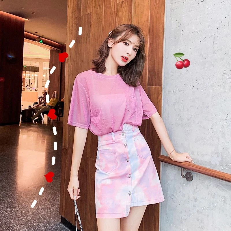 

Girlfriends Two Piece Set 2 Piece Set Women Two Piece Outfits Gothic Top And Skirt Set Bodycon Matching Sets Summer Clothes 2019
