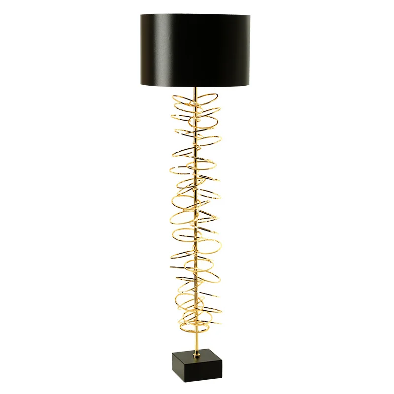 

Postmodern simple creative metal floor lamp American cloth model room living room bedroom study marble vertical standing lamp