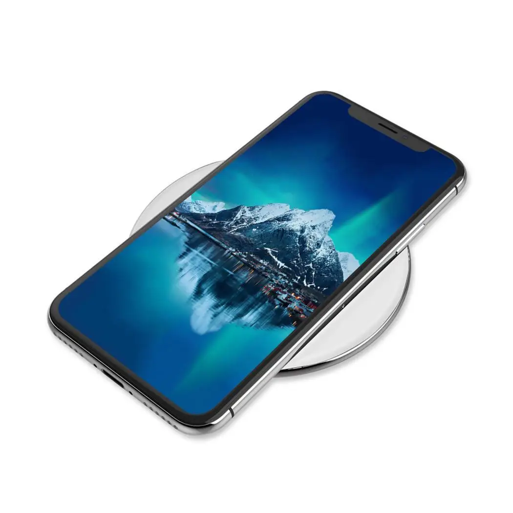 Wireless Charger Ultra-thin Portable Mobile Phone 5/9V Fast 5W/10W Charging White Silver 5V Pad | Мобильные телефоны и