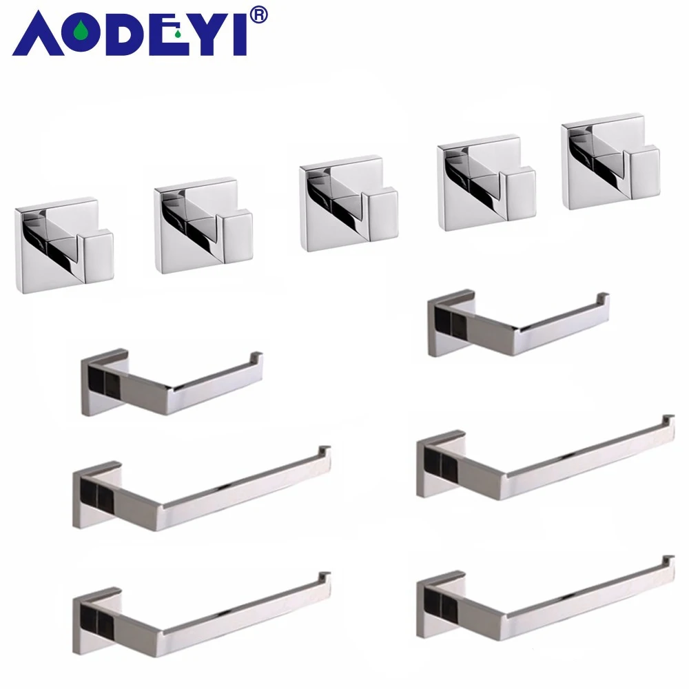

AODEYI Bath Hardware Set 5 Robe Hooks 2 Paper Holders 4 Towel Rings Towel Bars Stainless Steel Bathroom Accessories 01-007-11