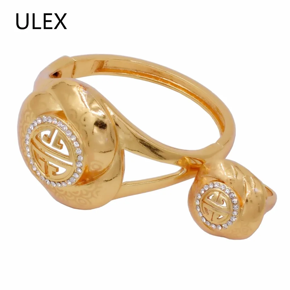 ULEX роскошные медные женские свадебные ювелирные наборы стразы большие браслеты