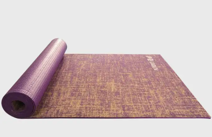 183*61*0,5 см Нескользящие натуральные льняные коврики для йоги, гимнастический коврик с сумкой для переноски - Цвет: Фиолетовый