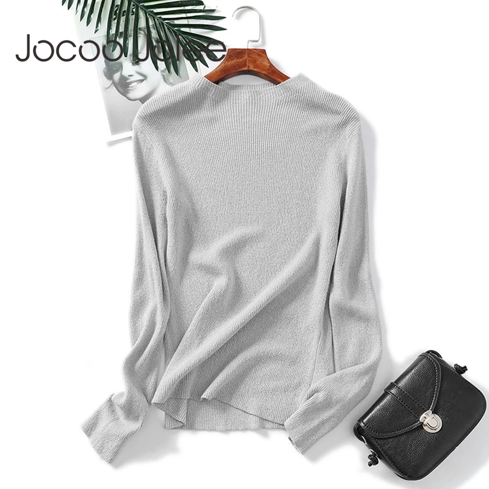 

Jocoo Jolee Shiny Lurex Autumn Winter Sweater Long Sleeve Pullover Women Basic Sweaters Korean Style Knit Tops Femme