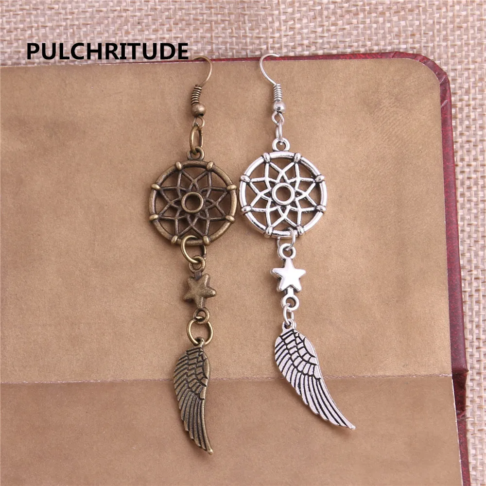 PULCHRITUDE 10 шт./лот Металл Античная бронза серебряное дерево перо синий кулон в виде
