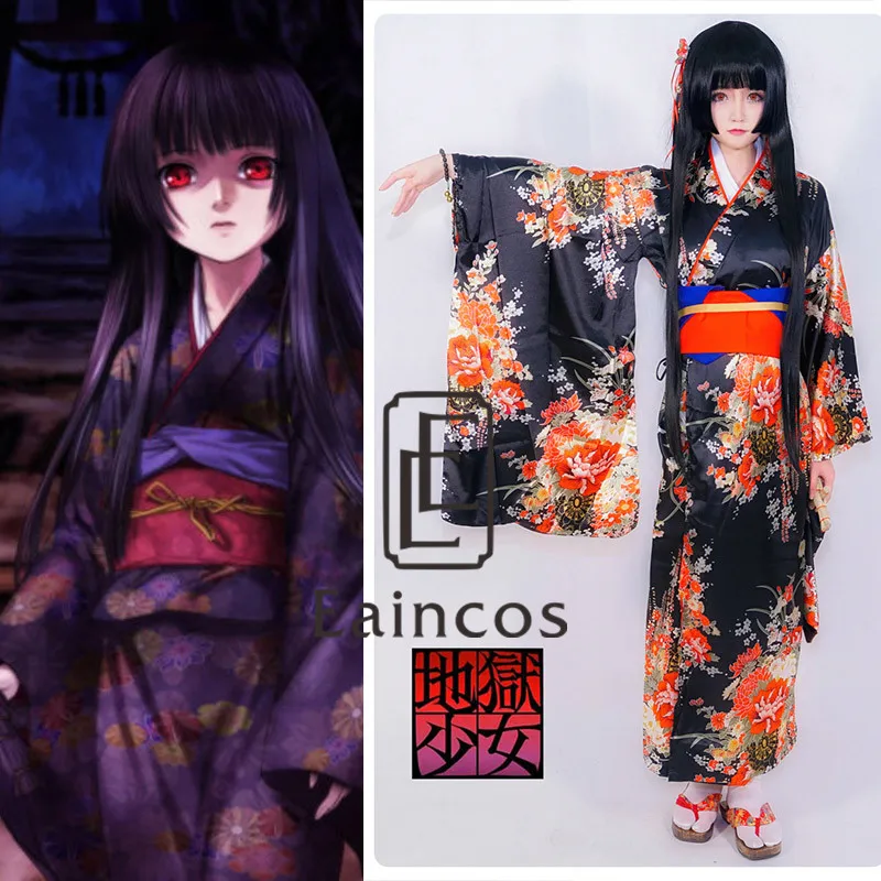 Аниме чертовка enma AI кимоно Косплэй Хэллоуин вечерние костюмы