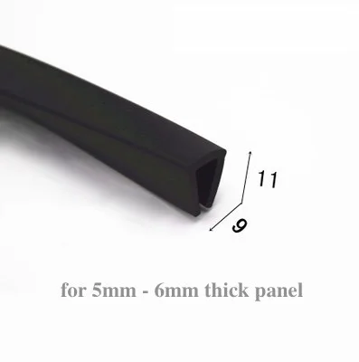 Rubber U Strip Edge Shield Encloser Bound Glass Metal Wood Panel Board Sheet for Cabinet Vehicle Thick 0.5mm- 10mm x 1m Black