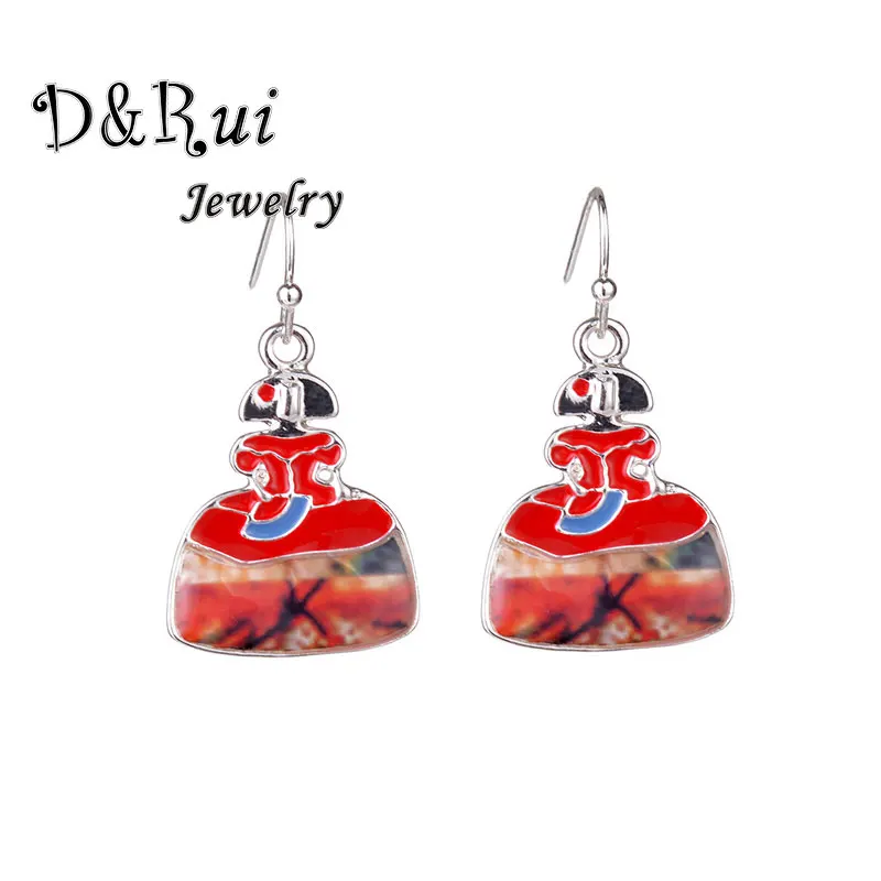 

Spanish Doll Dangle Earrings for Women Girls Red Fashion Earring Alloy Enamel Handmade Dangling Earrings Party Wedding Jewelry