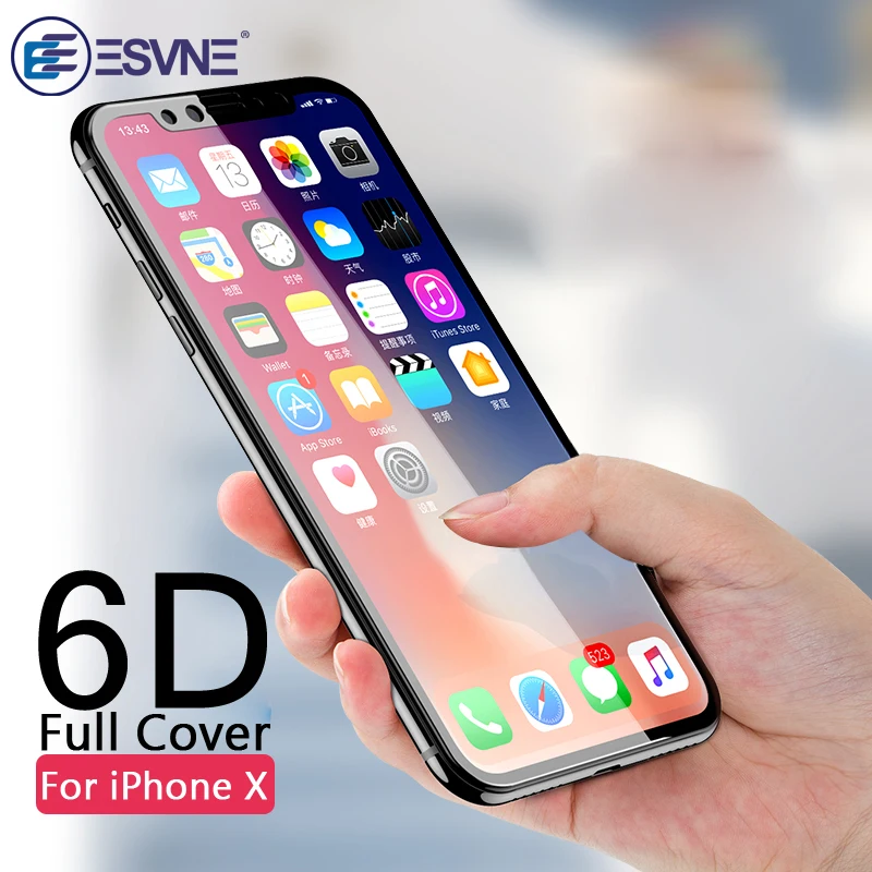 ESVNE 6D Защитное стекло для iPhone X на закаленное Xr XS Max Защитная пленка экрана с