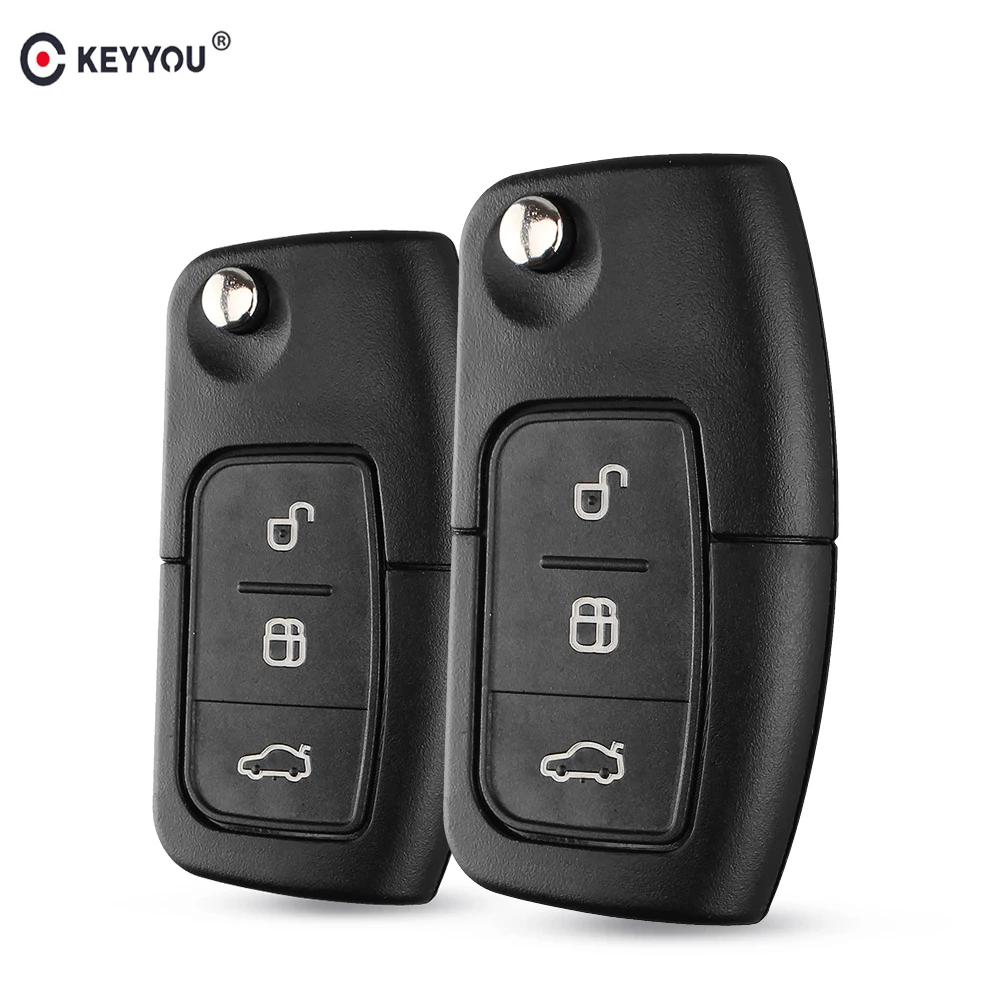 

KEYYOU 10pcs/lot 3 Button Modified Flip Key Folding Car Remote Key Shell For Ford Focus Fiesta C Max Ka Smart Key Cover Fob Case