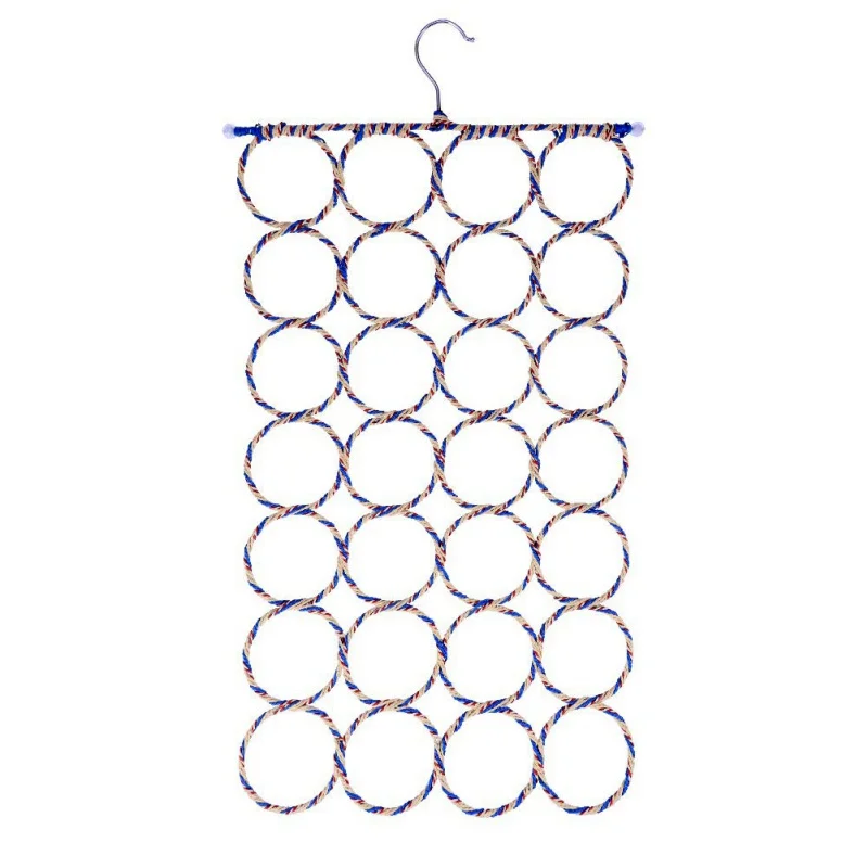 Домашняя экологическая бумажная Вешалка из ротанга, 28 колец, подставка для шарфа, шелковая вешалка для полотенец - Цвет: B