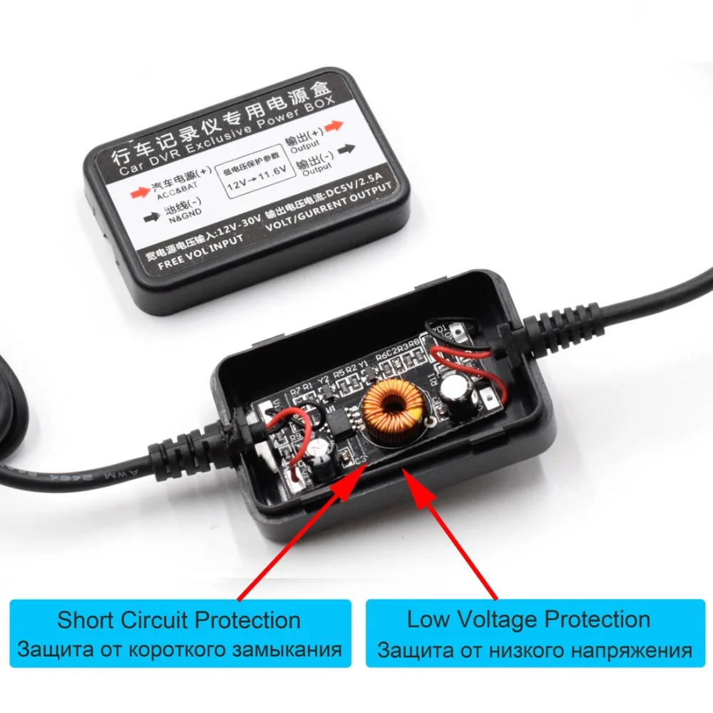 XCGaoon автомобильное зарядное устройство DC преобразователь модуль 12 В 24 В до 12 В 2.0A с 3,5 мм портом подходит для радаров, DVR камера длина кабеля 3,1 м