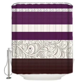 

Vintage Flower Pattern Purple Bathroom Shower Curtain Sets Bathroom Shower Curtains Fabric Shower Curtains Bathroom Accessories