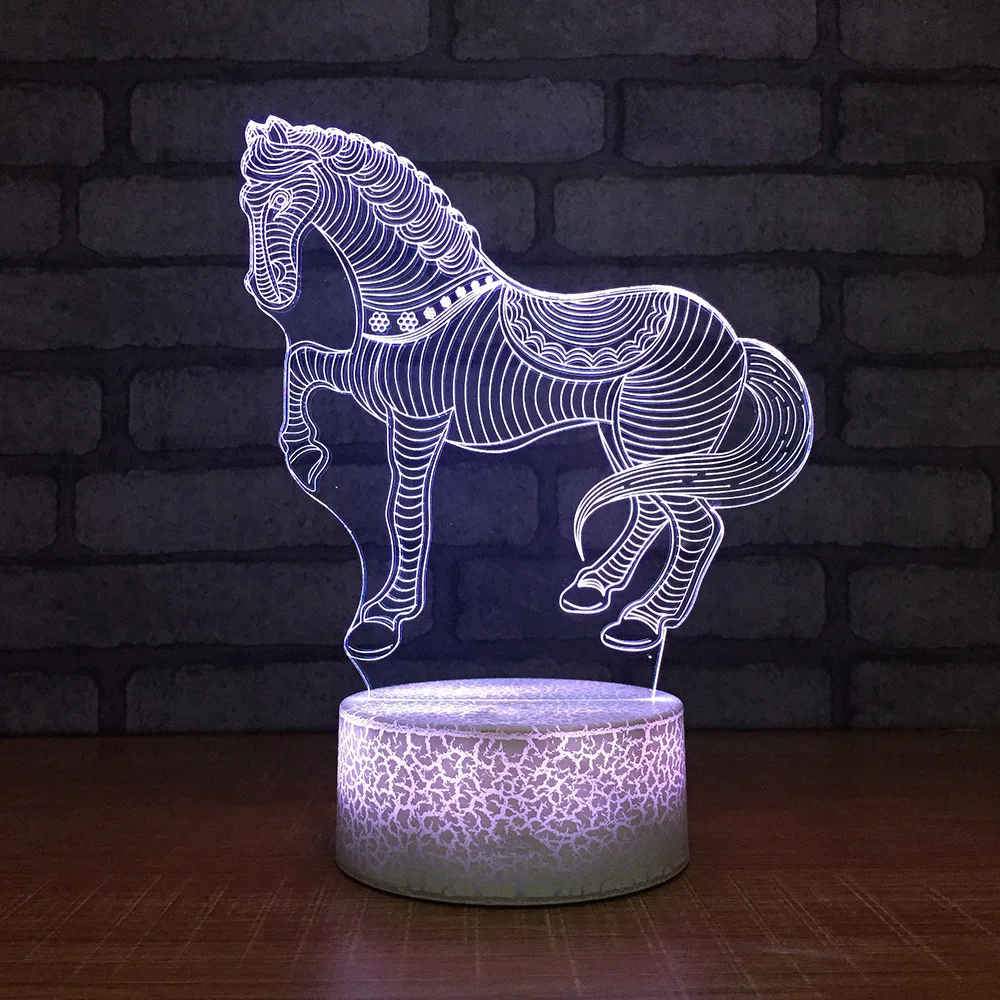 Новинка абстрактный 3D светодиодный ночник с лошадью настольная лампа детские игрушки Красочные градиентные подарки Детские спальные красочные USB Освещение