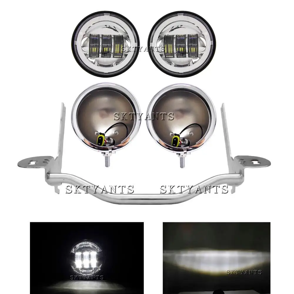 Хромированный Точечный светильник с кронштейном для поворота 1994-2013 Har ley Da-vidson Road King, Electra Glide и Tour - Цвет: Set
