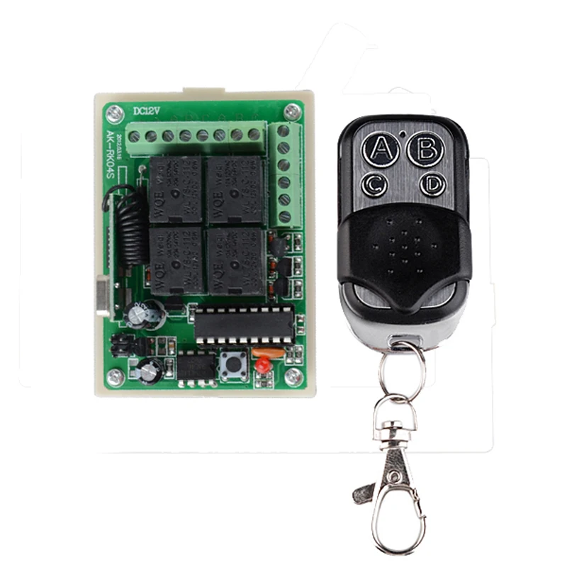 

DC 12V 4CH Channel Wireless Remote Control Controller Radio Switch 315mhz 433.92Mhz Transmitter Receiver