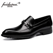 Высокое качество круглый носок человек повседневная обувь Пояса из натуральной кожи мужской Бизнес Лоферы для женщин британский стиль удобные Для мужчин лодка Туфли без каблуков hj17