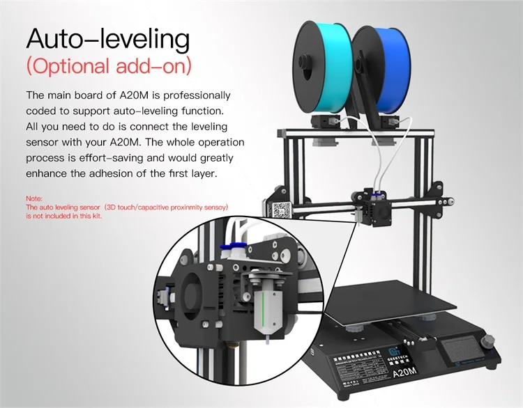 Geeetech 3d принтер A20M 2 в 1 Mix-color FDM CE Быстрая сборка с филаментом Fetector и восстановление 255*255*255 область печати