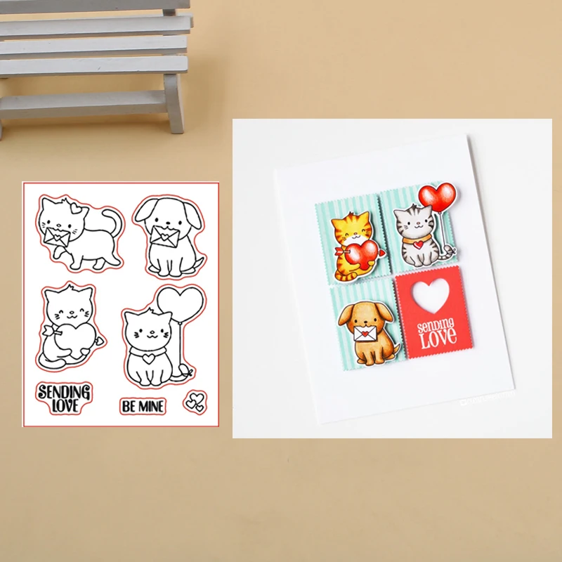 

Cat and Dog 8*10 Clear Stamp and Metal Cutting Dies Seal for DIY Die Scrapbooking photo album Card Making Decoration Supplies
