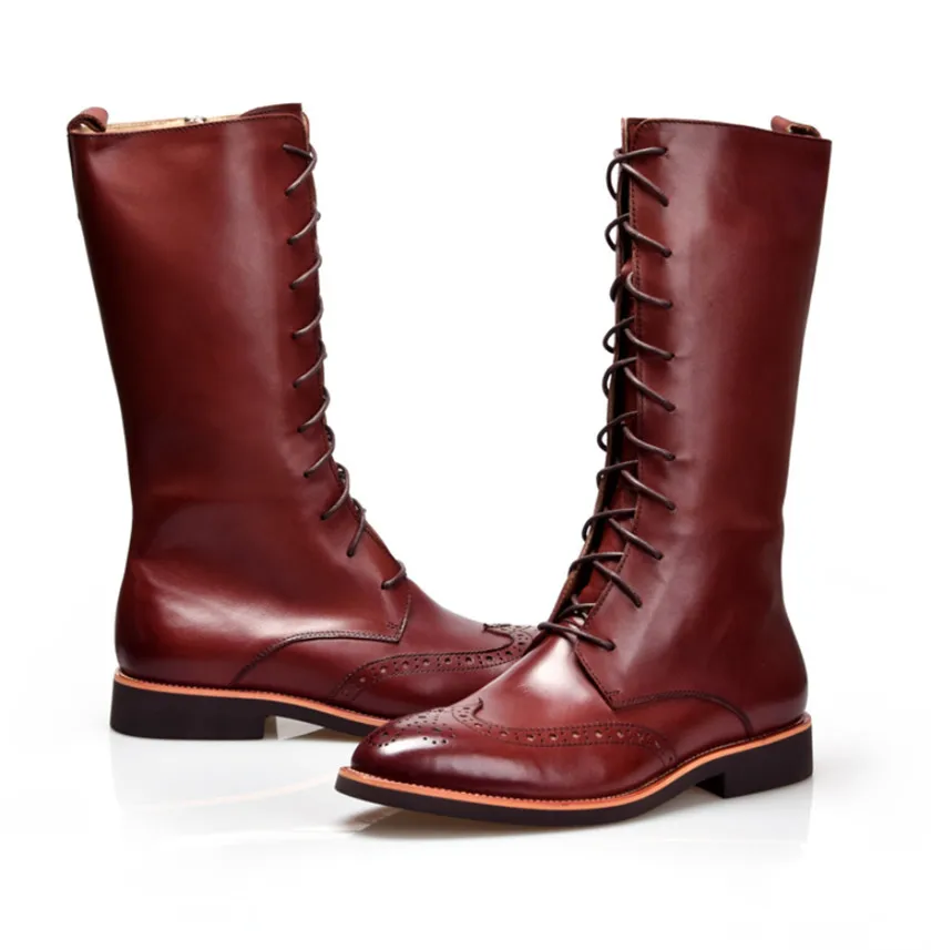 Beiläufige Winter Schuhe Black Britischen Herren Mode Tan Im Tan Leder Kniehohe Freien brown Braun schwarz Stiefel Stil Echtem Aus HZZ6qBwFC