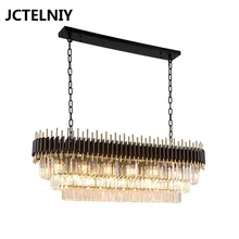 Light luxury crystal chandelier dining room chandelier rectangular table club bar Nordic modern luxury led lamps post modern crystal chandelier designer stainless steel hotel sample room metal light luxury bedroom dining room lamps