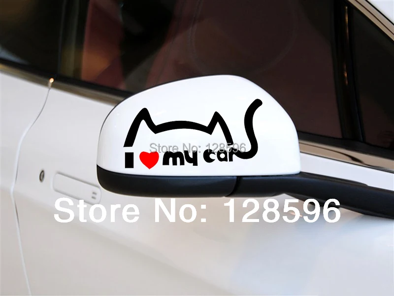 

2pcs I Love My Cat Car Rearview Mirror Stickers Car Decorations Reflective Decal Hot Cool