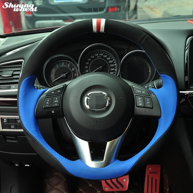 Shining wheat Hand stitched Steering Wheel Cover for Mazda CX 5 CX5 Atenza 2014 New Mazda 3 CX 3