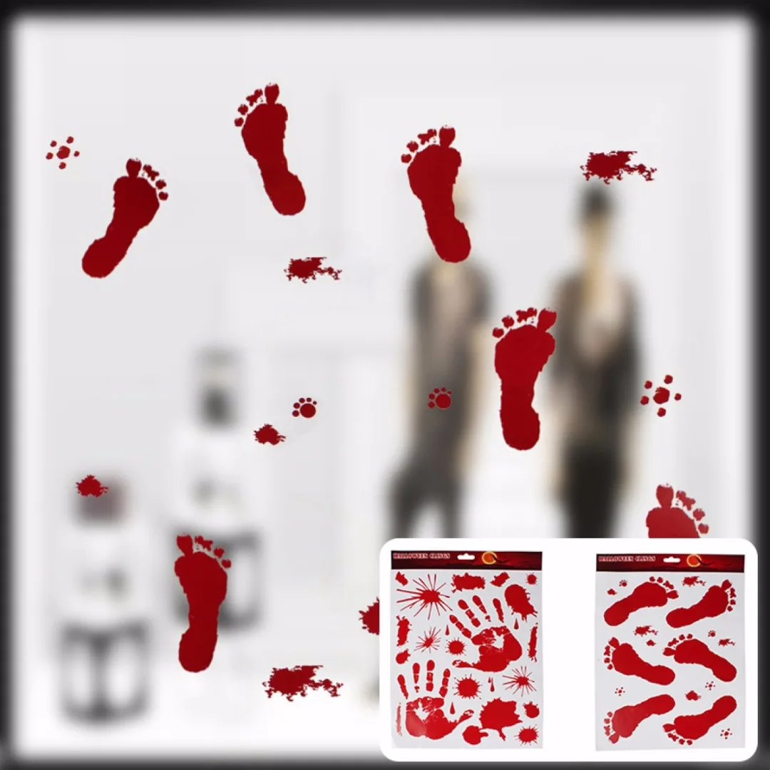 Halloween Scary Bloody Handprint Footprint Window Clings Door Cover Party Decor 2019 Newest