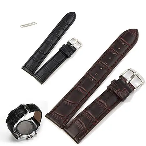 

18/20/22mm Luxury Faux Leather Buckle Lug Wrist Watch Band Replacement Strap